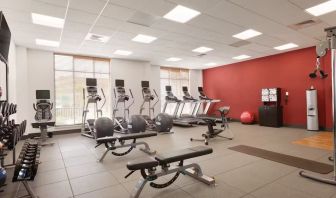 Equipped fitness center at Hilton Garden Inn Boston Logan Airport.