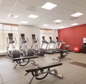 Equipped fitness center at Hilton Garden Inn Boston Logan Airport.