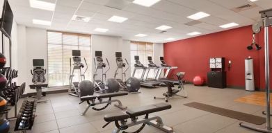 Equipped fitness center at Hilton Garden Inn Boston Logan Airport.