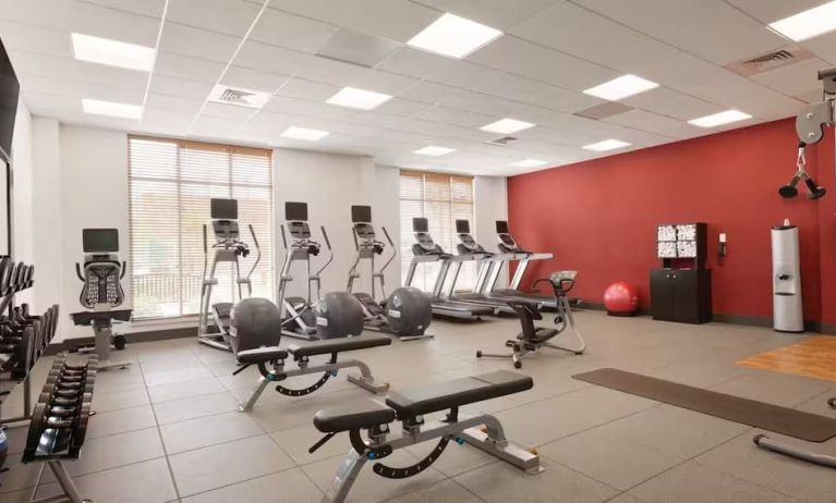 Equipped fitness center at Hilton Garden Inn Boston Logan Airport.