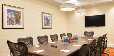 Professional meeting room at Hilton Garden Inn Boston Logan Airport.