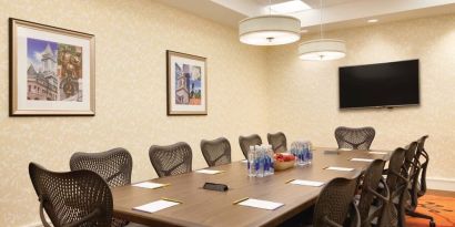 Professional meeting room at Hilton Garden Inn Boston Logan Airport.