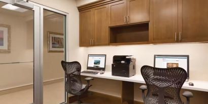 Dedicated business center with PC and printer at Hilton Garden Inn Boston Logan Airport.