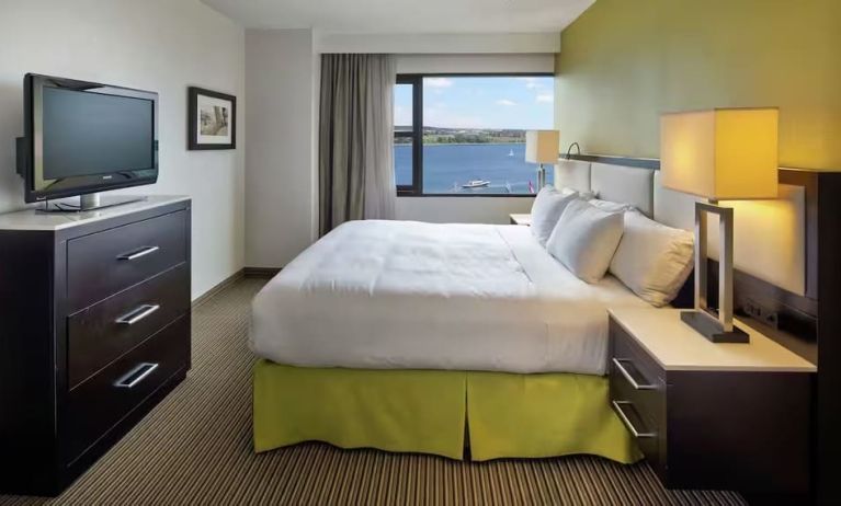 Delux king room with view of the water at The Hollis Halifax - A DoubleTree Suites By Hilton.