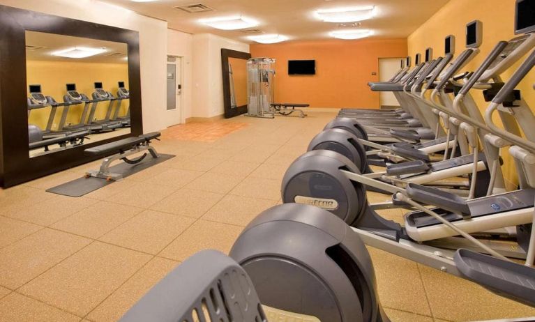 The hotel fitness center, which is equipped with assorted exercise machinery.