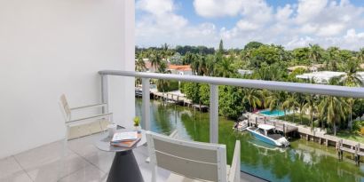 Dayrooms with beautiful outdoor terrace at The Altair Hotel Bay Harbor.