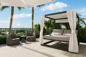 Relaxing cabanas available by the pool at The Altair Hotel Bay Harbor.