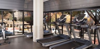 Well equipped fitness center with treadmills at Stanford Court San Francisco.