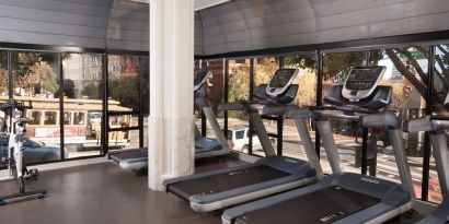 Well equipped fitness center with treadmills at Stanford Court San Francisco.