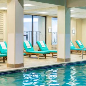 Refreshing indoor pool at Boston Marriott Newton.