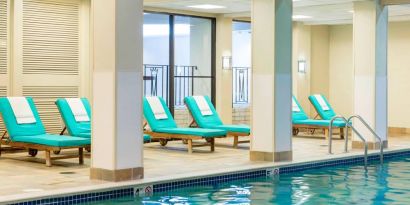 Refreshing indoor pool at Boston Marriott Newton.