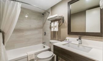 Private guest bathroom with shower and bath at Comfort Inn & Suites Barrie.