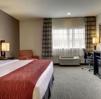 Spacious delux king room with TV and work desk at Best Western San Diego Zoo/SeaWorld Inn & Suites.