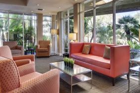 Lobby and coworking space at Best Western San Diego Zoo/SeaWorld Inn & Suites.