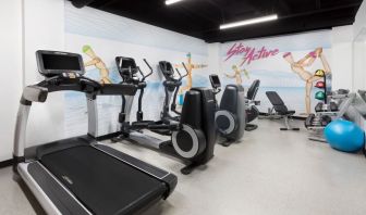 Well equipped fitness center at Hotel Studio Allston.