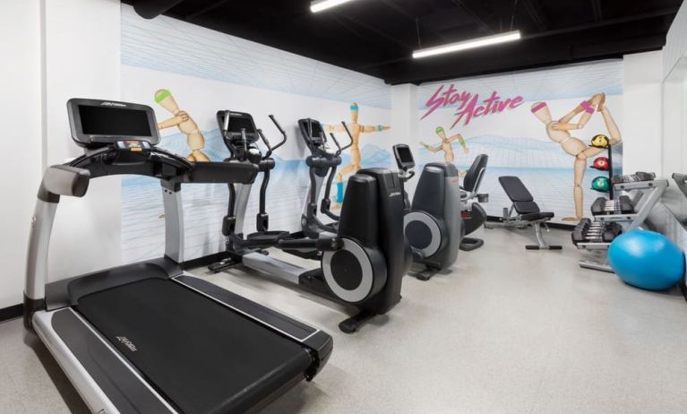 Well equipped fitness center at Hotel Studio Allston.