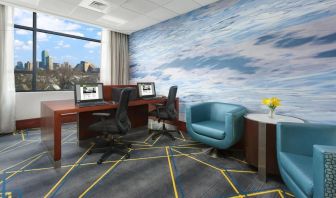 Dedicated business center with PC, internet, printers, and business desk at Courtyard Boston Cambridge.