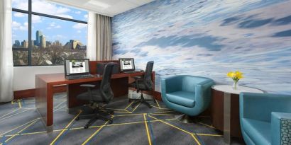 Dedicated business center with PC, internet, printers, and business desk at Courtyard Boston Cambridge.