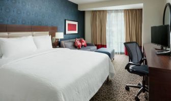 Delux king room with TV and work space at Hilton Garden Inn Washington DC / Georgetown Area.