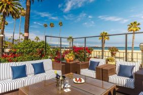 Lovely outdoor lounge area ideal for coworking at Hotel Milo Santa Barbara.