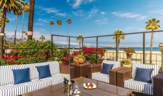 Lovely outdoor lounge area ideal for coworking at Hotel Milo Santa Barbara.