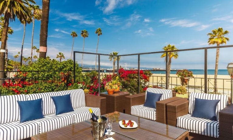 Lovely outdoor lounge area ideal for coworking at Hotel Milo Santa Barbara.