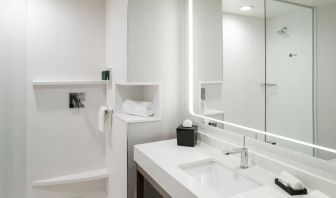 Private guest bathroom with shower at Courtyard By Marriott Houston Heights/I-10.