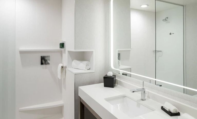 Private guest bathroom with shower at Courtyard By Marriott Houston Heights/I-10.