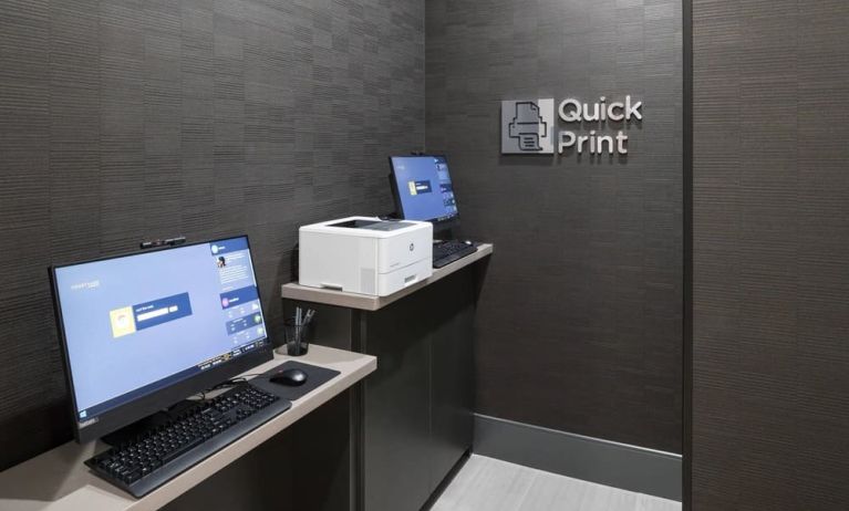 Dedicated business center with PC, printer, and internet at Courtyard By Marriott Houston Heights/I-10.