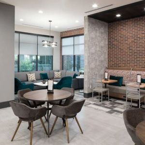 Lobby and coworking space at Courtyard By Marriott Houston Heights/I-10.