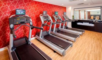 Well equipped fitness center at Courtyard By Marriott Boston Brookline.