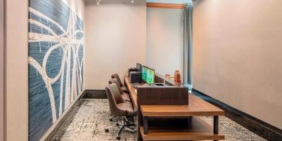 Business center with PC and internet at Courtyard By Marriott Boston Brookline.