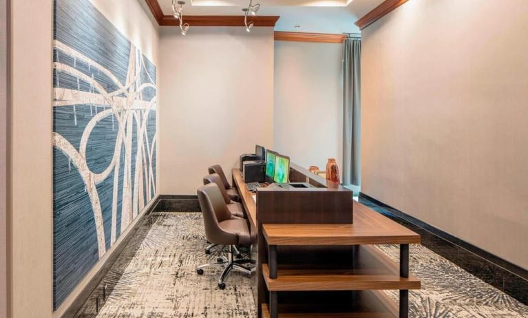 Business center with PC and internet at Courtyard By Marriott Boston Brookline.