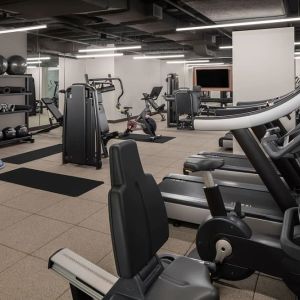 Well equipped fitness center at Rand Tower Hotel, Minneapolis, A Marriott Tribute Portfolio Hotel.