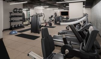 Well equipped fitness center at Rand Tower Hotel, Minneapolis, A Marriott Tribute Portfolio Hotel.