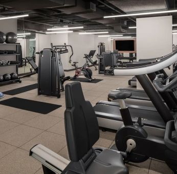 Well equipped fitness center at Rand Tower Hotel, Minneapolis, A Marriott Tribute Portfolio Hotel.