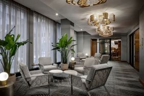 Lounge and coworking space at Rand Tower Hotel, Minneapolis, A Marriott Tribute Portfolio Hotel.