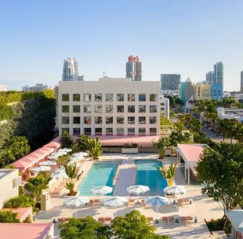 Lovely outdoor pool area at The Goodtime Hotel.