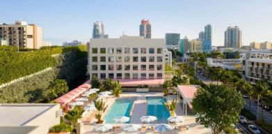 Lovely outdoor pool area at The Goodtime Hotel.