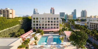 Lovely outdoor pool area at The Goodtime Hotel.