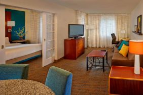 Day use room with TV and lounge area at Residence Inn Boston Tewksbury.
