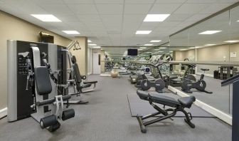 Well equipped fitness center at Hyatt Place London Heathrow Airport.