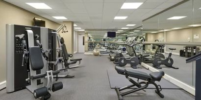 Well equipped fitness center at Hyatt Place London Heathrow Airport.