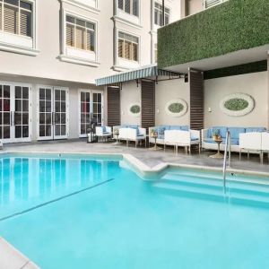 Stunning outdoor pool at The Mosaic Hotel Beverly Hills.