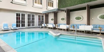 Stunning outdoor pool at The Mosaic Hotel Beverly Hills.