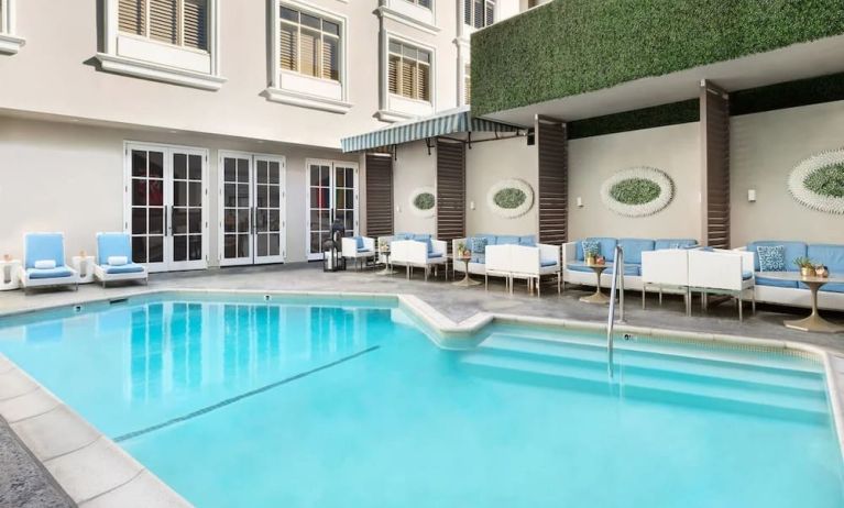 Stunning outdoor pool at The Mosaic Hotel Beverly Hills.