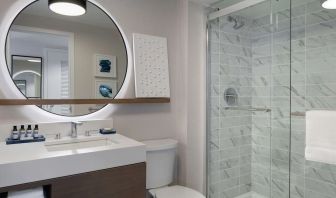 Private guest bathroom with shower at Hyatt Regency Boston Harbor - Logan Airport.