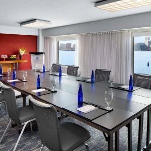 Professional meeting room with city views at Hyatt Regency Boston Harbor - Logan Airport.