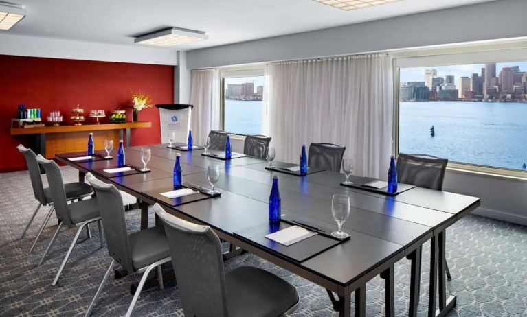 Professional meeting room with city views at Hyatt Regency Boston Harbor - Logan Airport.