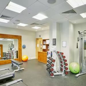 Well equipped fitness center at Hilton Garden Inn Bristol City Centre.